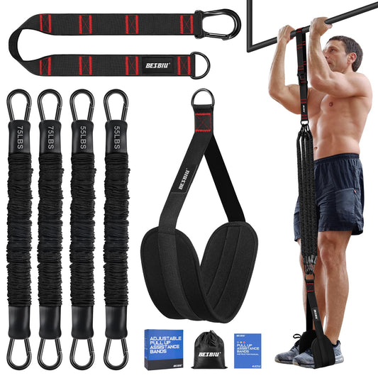 Pull Up Assistance Bands 260lbs, Heavy Pull Up Bands Resistance Bands for Pull Ups Working Out with Feet Rest, Pull Up Bar Bands Assistance Bands Strength Training Workout Equipment, Height Adjustable