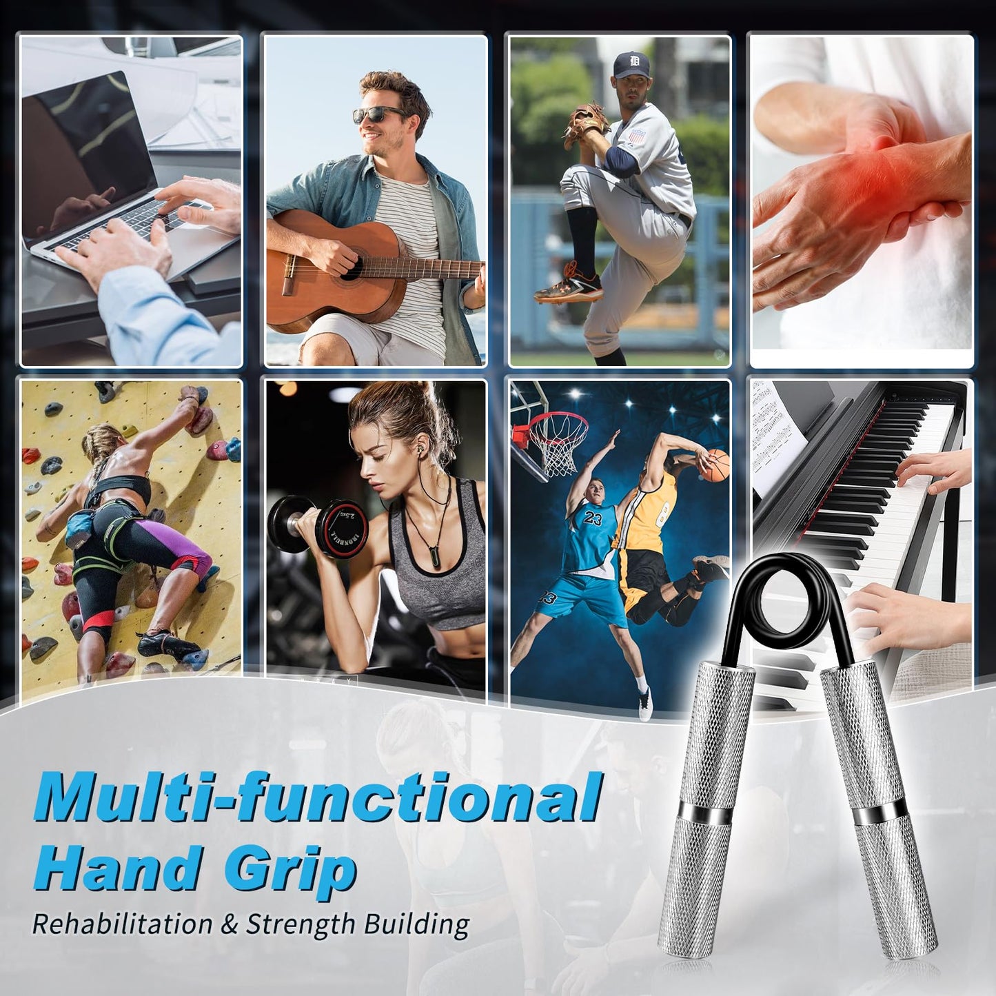 UUJOME Metal Grip Strength Trainer 100lb - Hand Gripper Strengthener Slip Resistant - Grip Trainer Forearm Strengthener for Muscle Building, Hand Sensitivity Training, Hand Rehabilitation Exercising