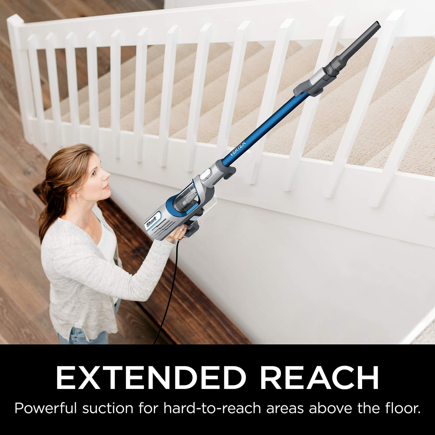 Shark | Corded Stick Vacuum Cleaner | Vertex Ultralight | Removable Handheld Vacuum | Pet Hair Vacuum for Carpet and Hard Floor | Powerful Suction | No Hair Wrap | 3 Attachments Included | HZ2002