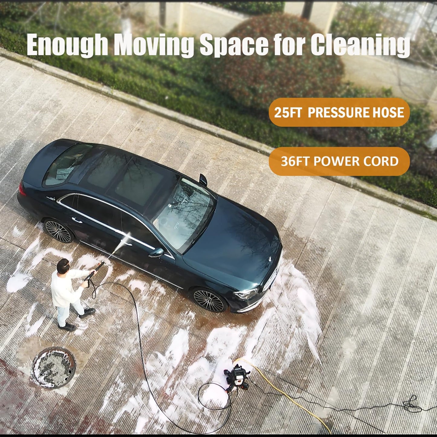 AIVOLT Pressure Washer, Power Washer with 4 Quick Connect Nozzles, High Pressure Cleaning Machine with Foam Cannon for Cars/Fences/Driveways/Patios/Home Cleaning