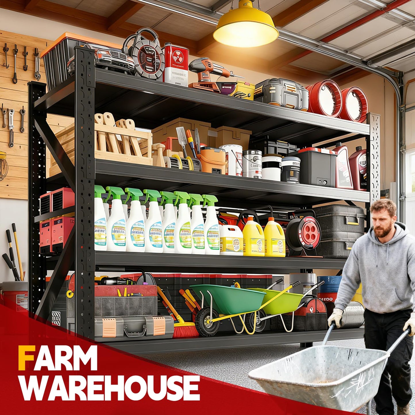 7000LBS Storage Shelves Heavy Duty, Metal Storage Shelves 4 Tier Units Adjustable Utility Rack Shelf, Heavy Duty Garage Racks Shelving for Basement, Industrial, Garage Shelving 60" W x 24" D x 70" H