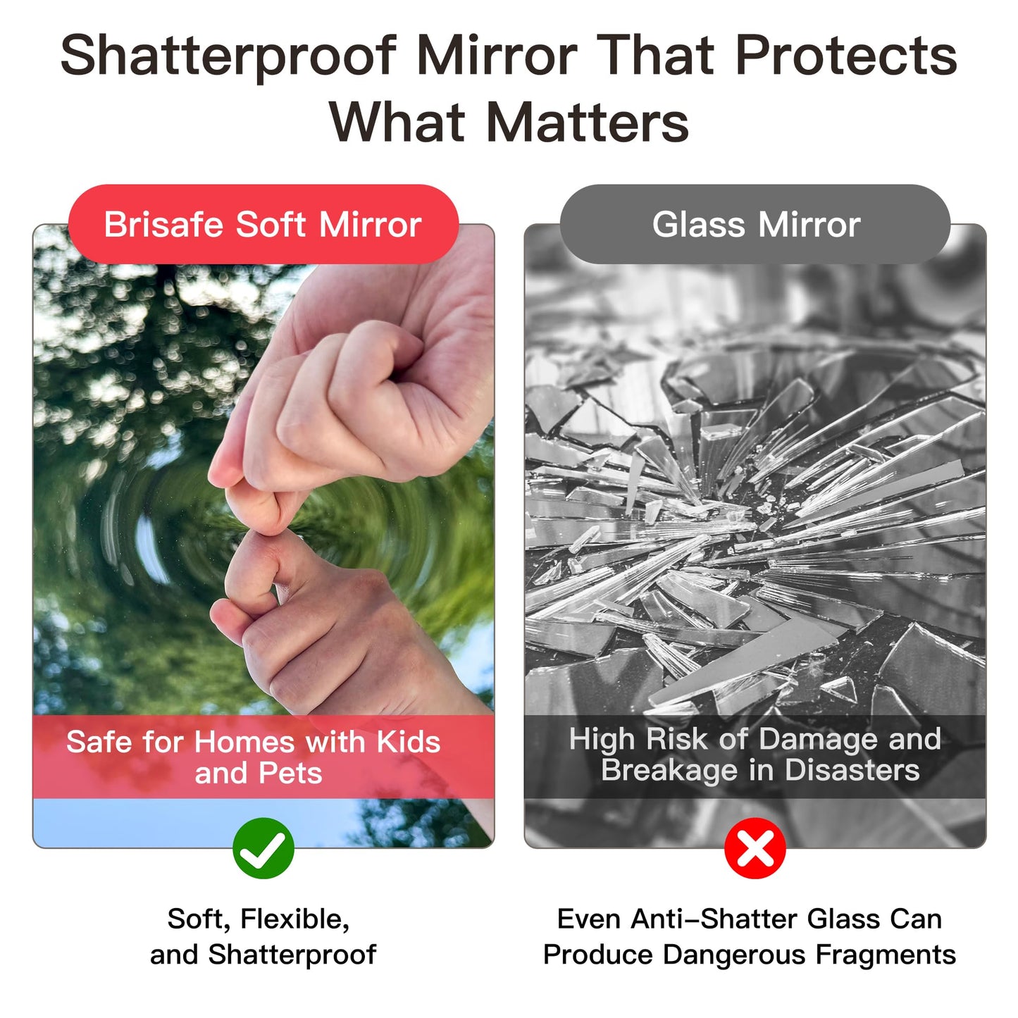 brisafe NanoMirror Space-Saving 360° Folding Full Length Mirror, 71" x 47" Ultra-Large Wall Mounted Shatterproof Foldable Design for Home Gym, Yoga, Dance, Fitness Studio, Silver