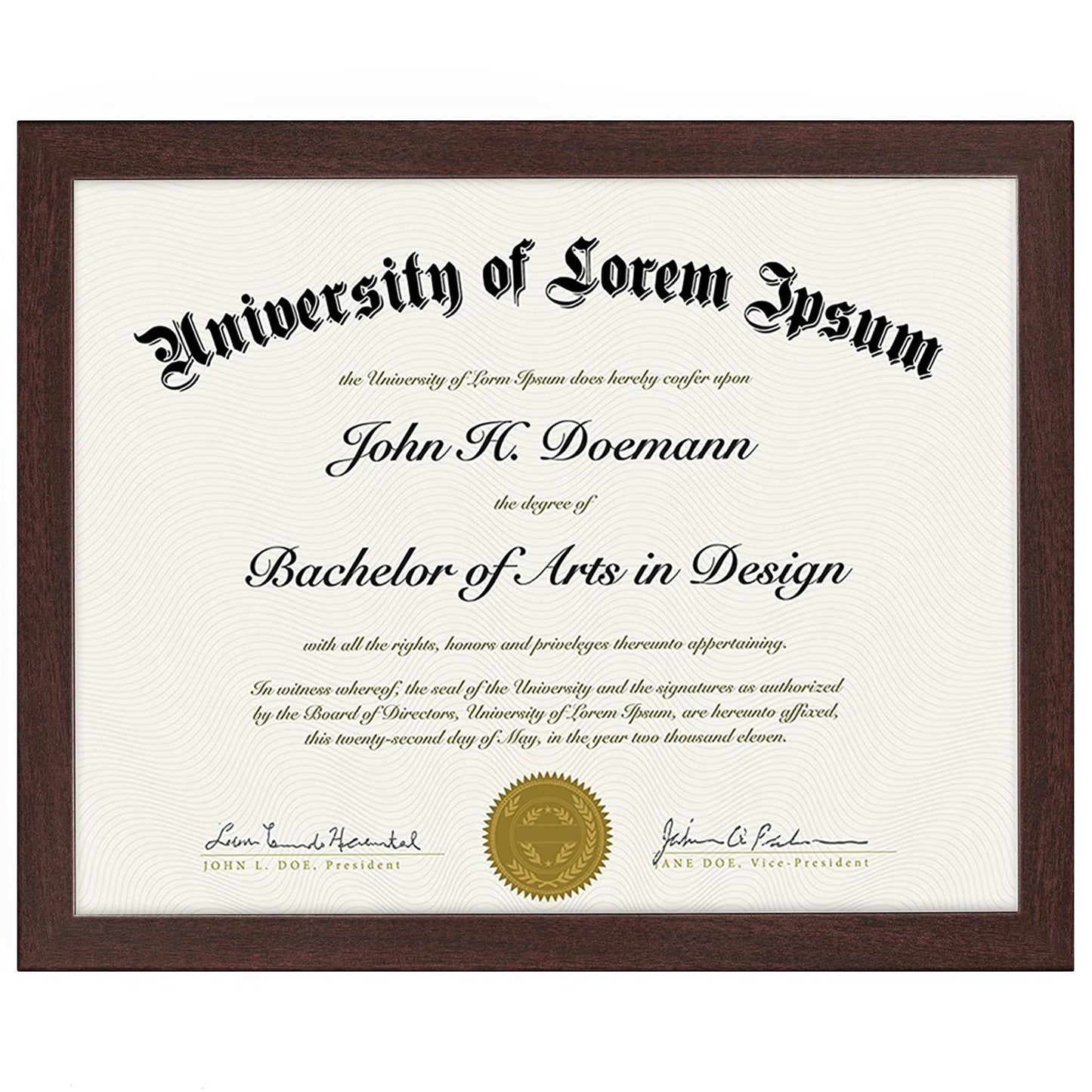 Americanflat 8.5x11 Diploma Frame with Shatter-Resistant Glass - Document Frames with Engineered Wood - Legacy Collection - Certificate Frame for Tabletop and Wall Display - Mahogany