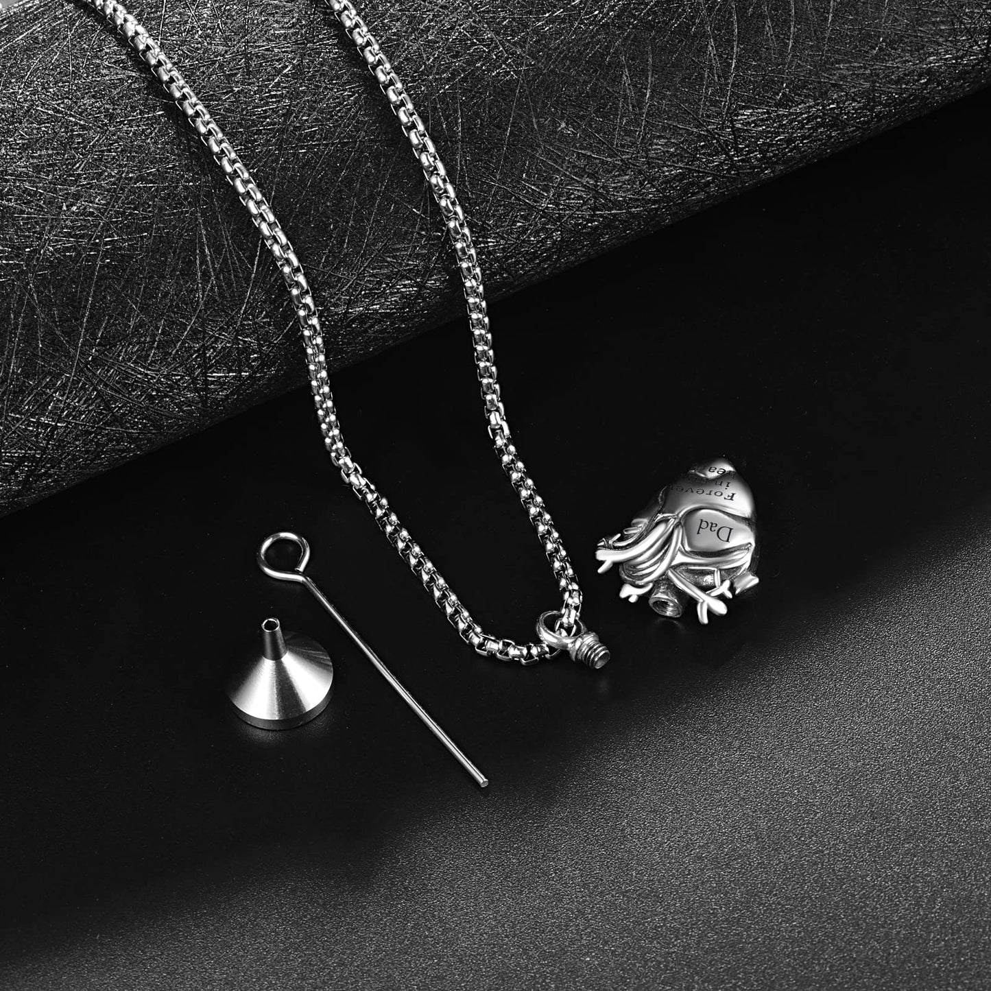 Anatomical Heart Urn Necklaces for Ashes Sterling Silver Ash Pendants Cremation Jewelry Dad Keepsake Pendant Memorial Jewelry Gifts for Loss of Dad