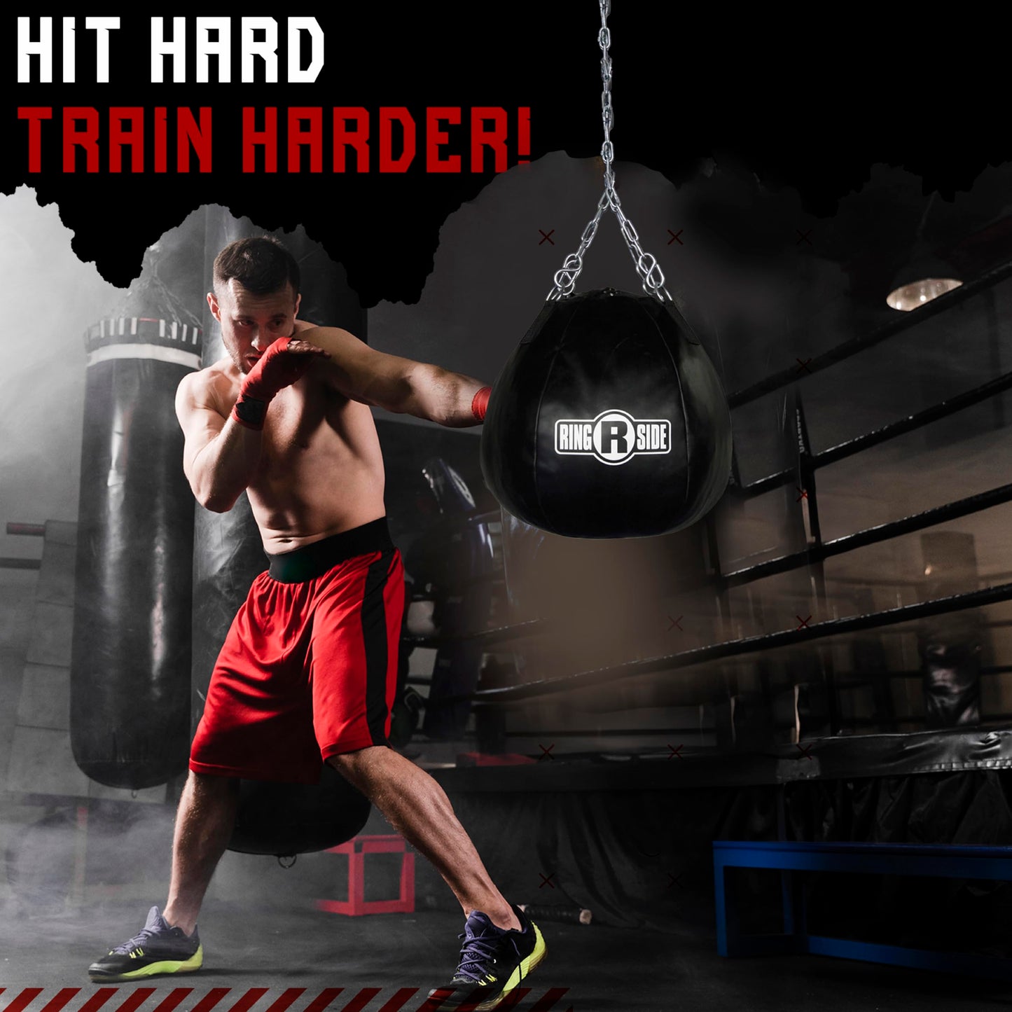 Ringside Head Shot Heavy Bag, Soft-Filled, Powerhide Punching Bag for Boxing, MMA, Muay Thai, and More, Includes Heavy Bag Chain and Swivel, 55 Pounds, 15" x 18", New Version