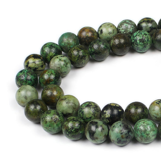 MJDCB Natural African Turquoise Beads Round Loose Stone Beads for Jewelry Making DIY Bracelet Necklace Accessory 15" (10mm)
