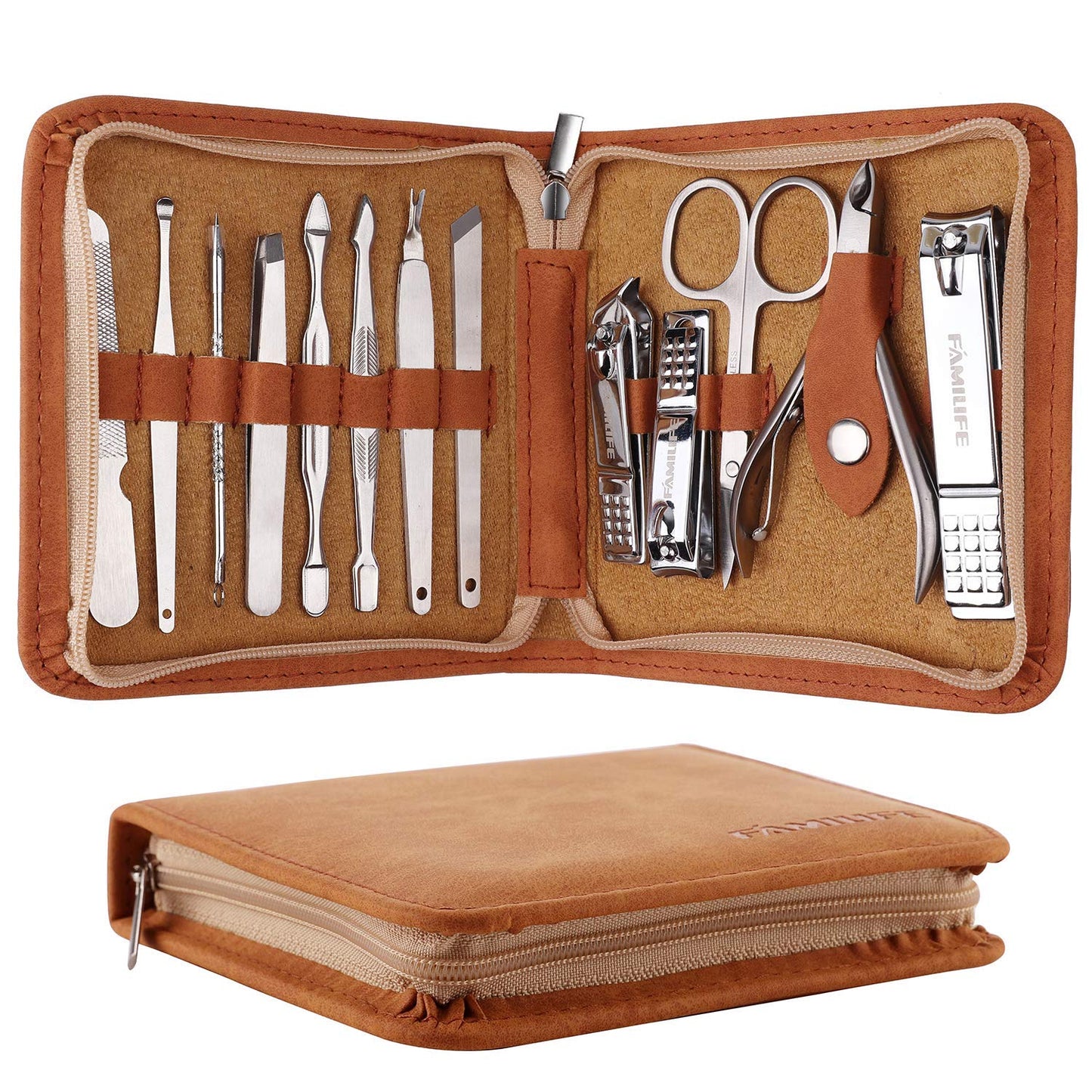 FAMILIFE Manicure Set, Pedicure Kit Nail Clipper Set 13pcs and Gifts for Men, Manicure Set Nail Clippers Pedicure Kit Manicure Kit Nail Clipper Set 16pcs Grooming Kit