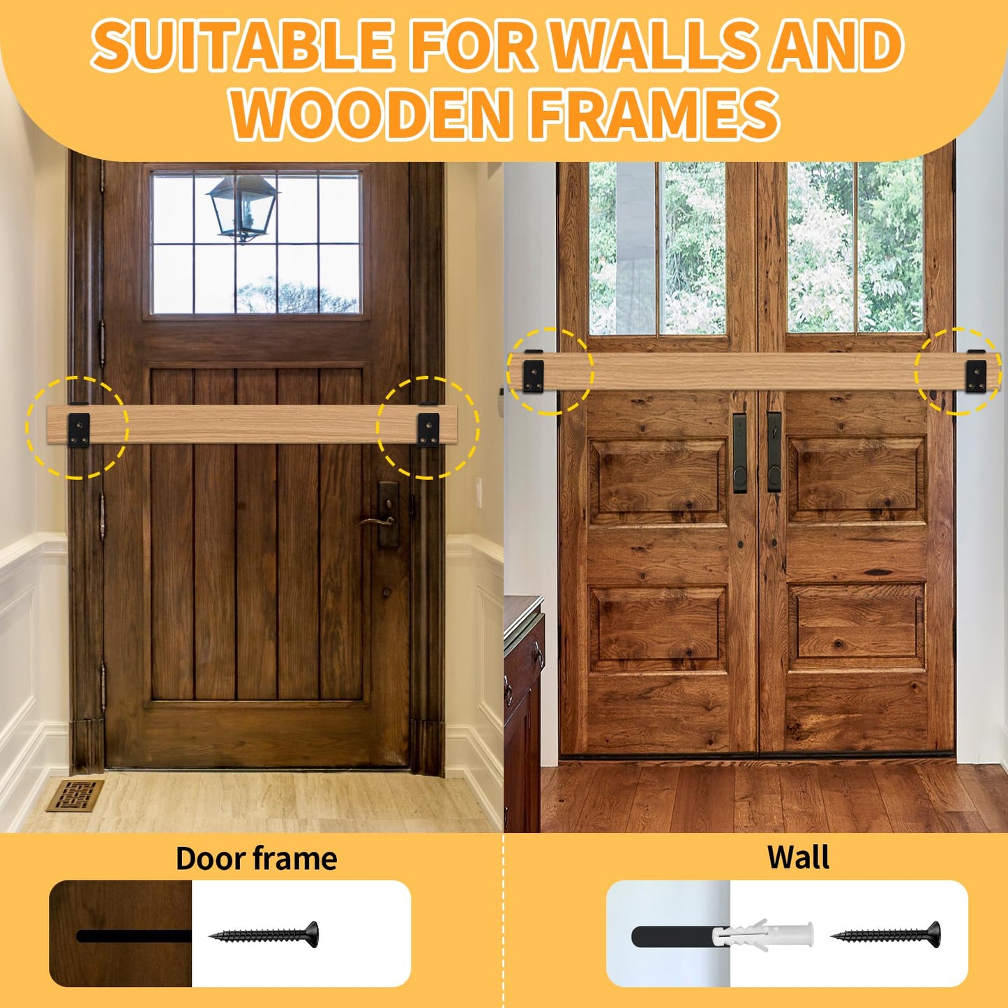 12Pack Door Barricade Brackets,Heavy Duty Door Security Bar, Open Security Bar Holder U Brackets, Fits 2 x 4 Lumber for Door Brace, Home, Garage, Barn, Shed, Gate Security, Black