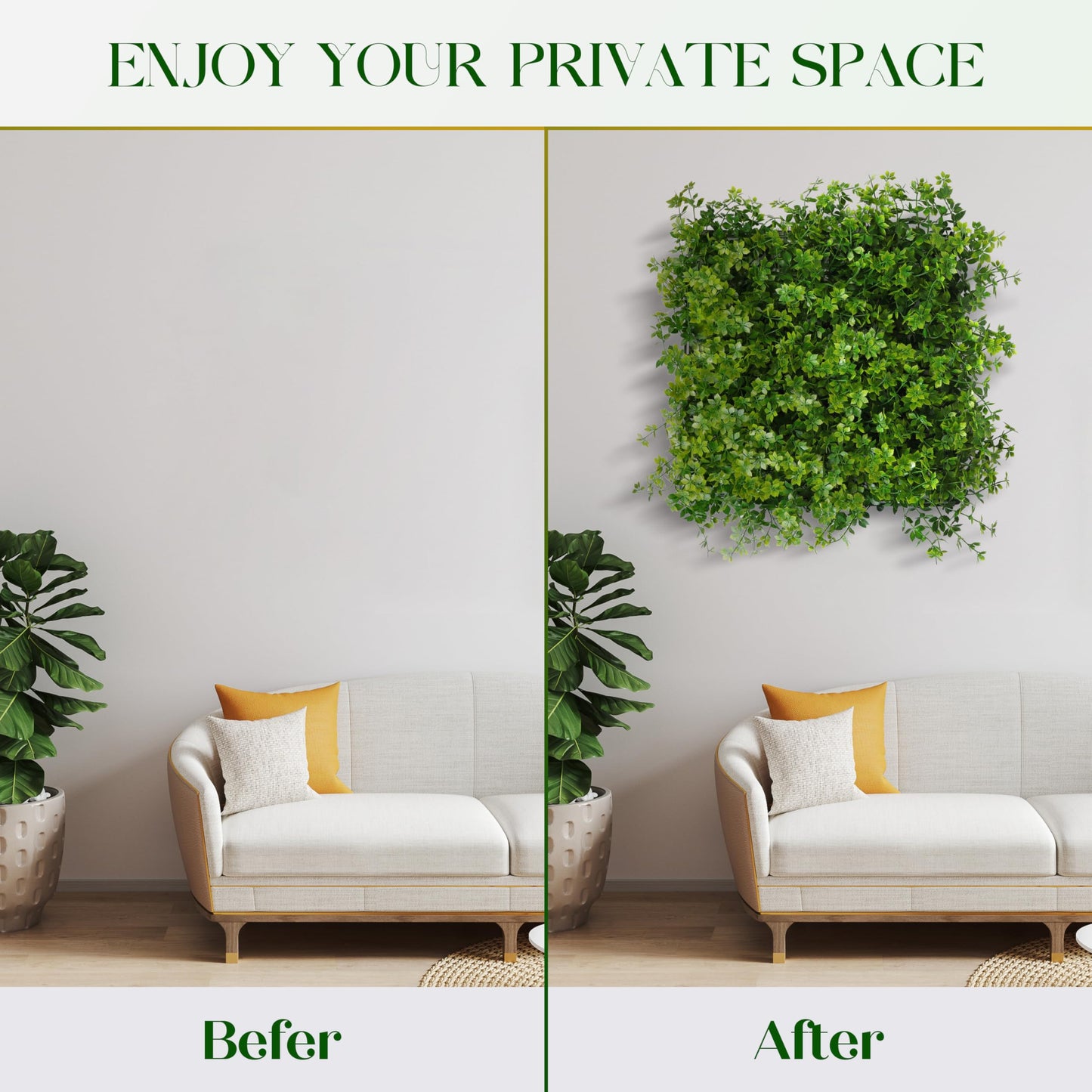 Artificial Grass Wall Panels, UV-Resistant Green Wall Panels, Privacy Fence Screen, Greenery Wall Backdrop for Indoor & Outdoor Decor, Plant Wall Green Wall Decor - 20"*20" 6 Pack