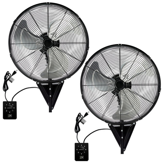 2 Pack 20" Wall Mount Fan, 7100CFM Heavy Duty Wall Fan with 3-Speed & Adjustable Tilt, High Velocity Industrial Oscillating Fans for Garage, Factory, Patio, Porch, Shop & Commercial Use - ETL Listed