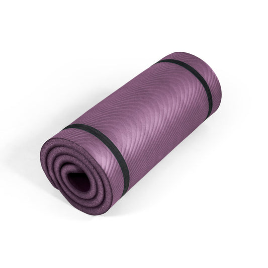 TONE Fitness Premium Extra Thick 1-Inch High Density Exercise Mat with Carry Strap – Non-Slip Workout, Pilates, and Yoga Mat for Home Gym - Color Purple - Wave Pattern