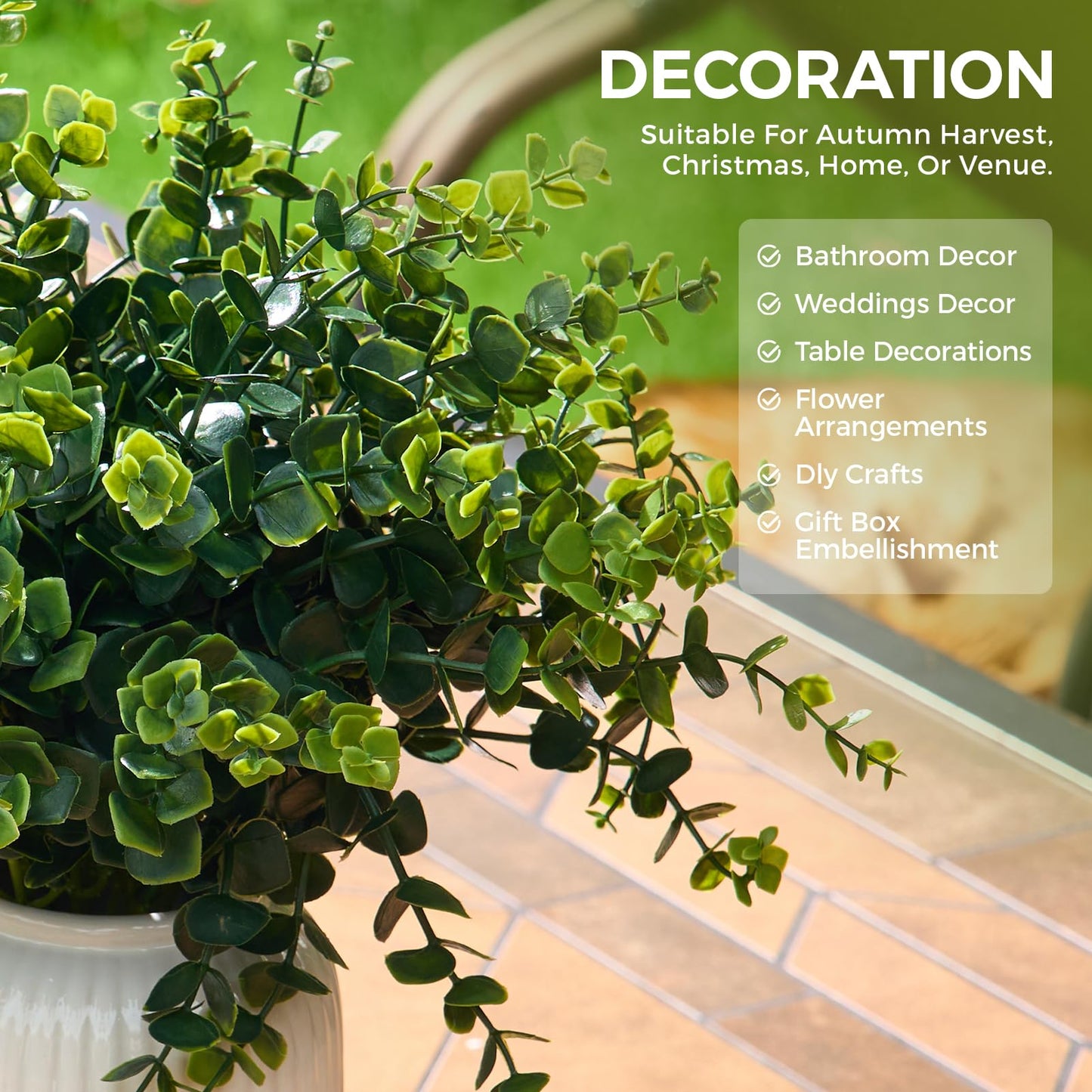 Eucalyptus Stems Artificial Eucalyptus Leaves Branches 12 Bundles Greenery Fake Plants for Home Office Flowers Bouquet Centerpiece Wedding Decoration, Christmas Decor, DIY Gift Box Embellishment
