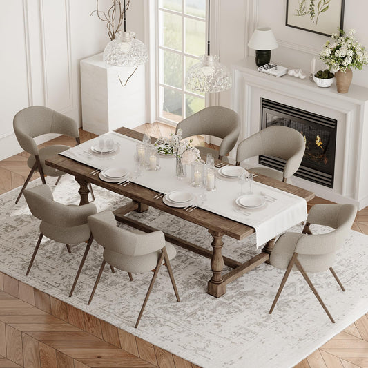 COLAMY Dining Chairs Set of 6, Modern Fabric Upholstered Dining Room Kitchen Side Chairs with Iron Legs, Open Back and Padded Seat, for Living Room/Restaurant/Cafe, Taupe