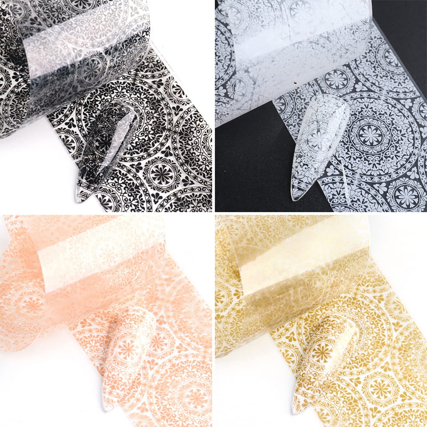 Holographic Nail Foil Stickers - Retro Flowers, Sky Starry Paper Transfer Foils, Lace Floral Nails Supplies for Women & Men Manicure
