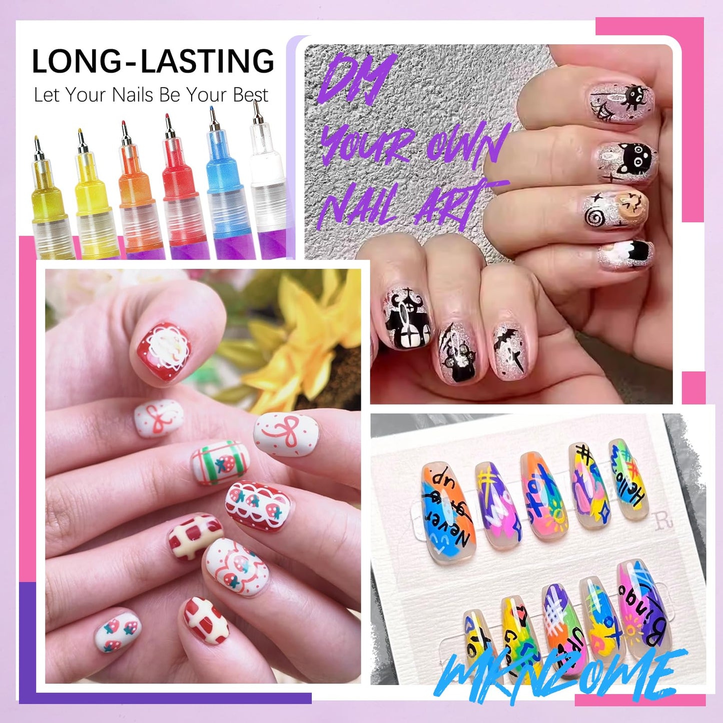 MKNZOME 12 Color Nail Art Pens, 2026 Upgrade 0.5 MM Nail Polish Pens Drawing Painting Point Liner Acrylic Painted Pen Kit, DIY Nails Art Design Manicure Tools Christmas Gifts (2 Set)