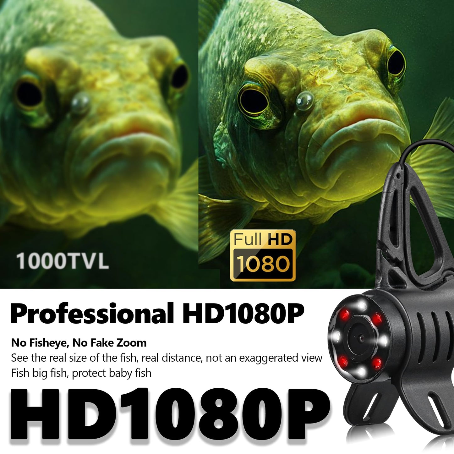 [FishPRO® 2026 Upgrade] NO.1 HD 1080P Underwater Fishing Camera 7'' IPS- DVR-32GB, w/10,000mAh(Ease to Use), Ice Fishing Camera Underwater, Fish Finder Camera for Boat Ice Lake Fish, LED+IR/82.5ft