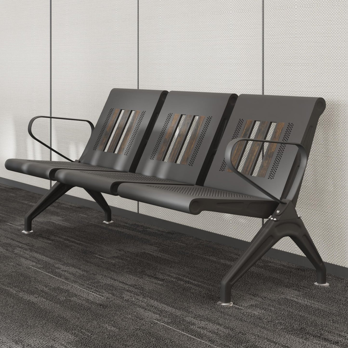 wonline Waiting Room Bench, Waiting Room Chairs with Arm, Office Furniture Lobby Conference Reception Bench Office Guest Seating for Clinic Airport Hospital Barber Salon Bank