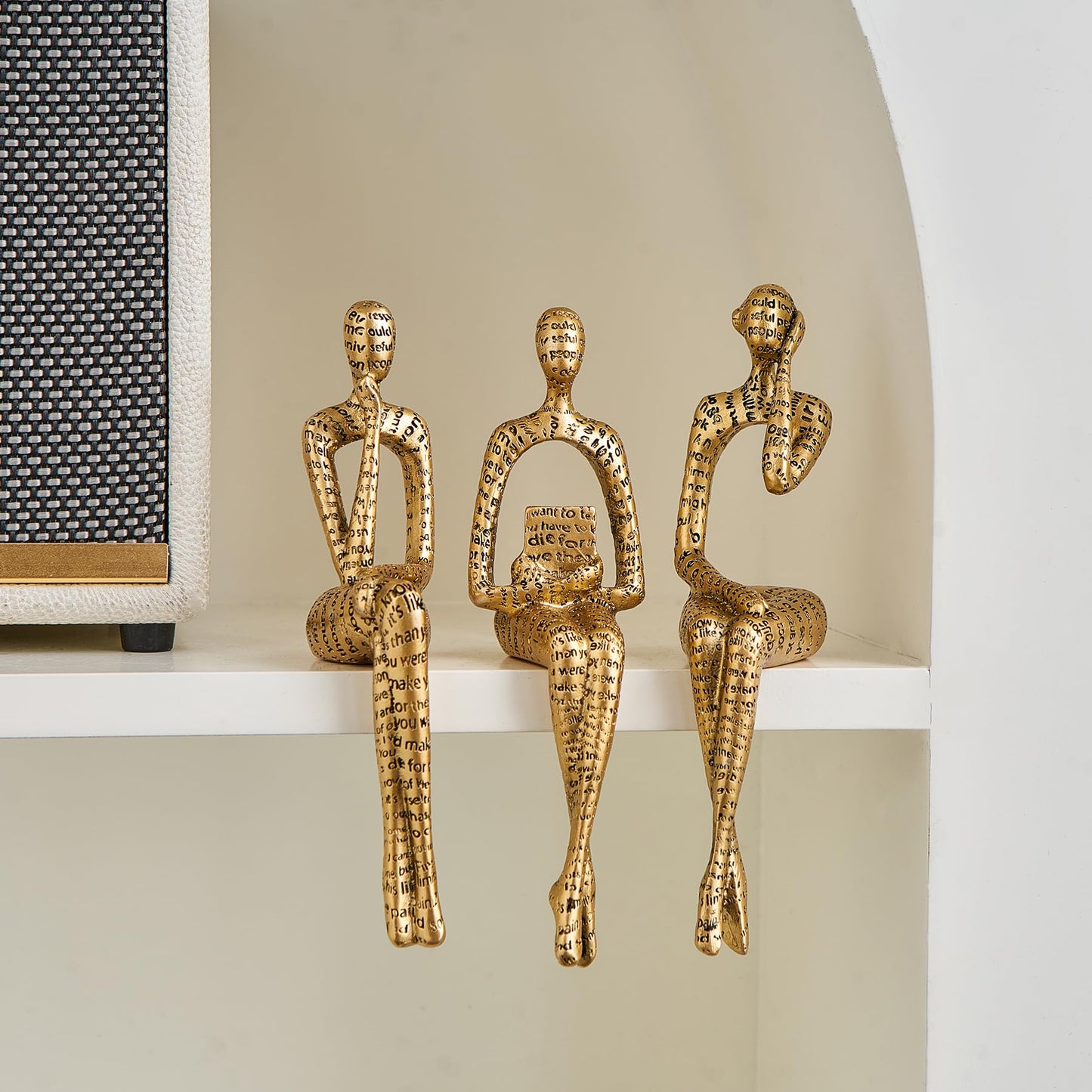 Octdays Gold Decor Thinker Statue, Abstract Art Sculpture Coffee Table & Bookshelf Decor Accents, Modern Living Room Office Decorations (Gold)