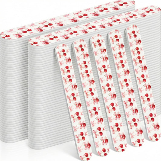 Diartpaint 50pcs Cherry Bairthday Party Favor for Guest Cherries Nail Files Bulk Emery Board for Cherry On Top Baby Shower Party Favor Double-Sided Emery Board for Women Girl Fingernail Tool Salon Use