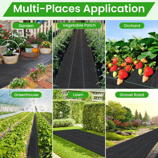 Weed Barrier Fabric, 4x300ft Landscape Fabric, 3.2oz Heavy Duty Durable Woven Geotextile Fabric, High Permeability Ground Cover Mat, Driveway Fabric, Garden Weed Control Cloth with 20 U-Securing Pegs