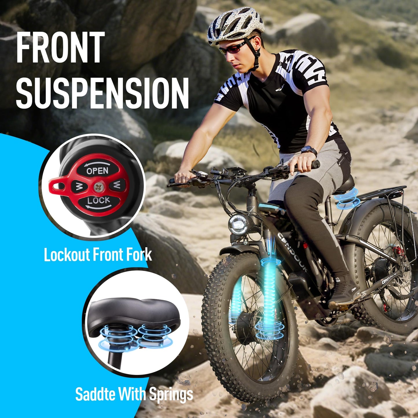 Qweepei Peak 6000W Dual Motor Ebike Fast 47MPH 52V 34AH UL Certified Battery Electric Bike for Adults 100 Miles Long Range 24Inch Fat Tire Commuter Electric Bicycle for All Terrain (Blue)