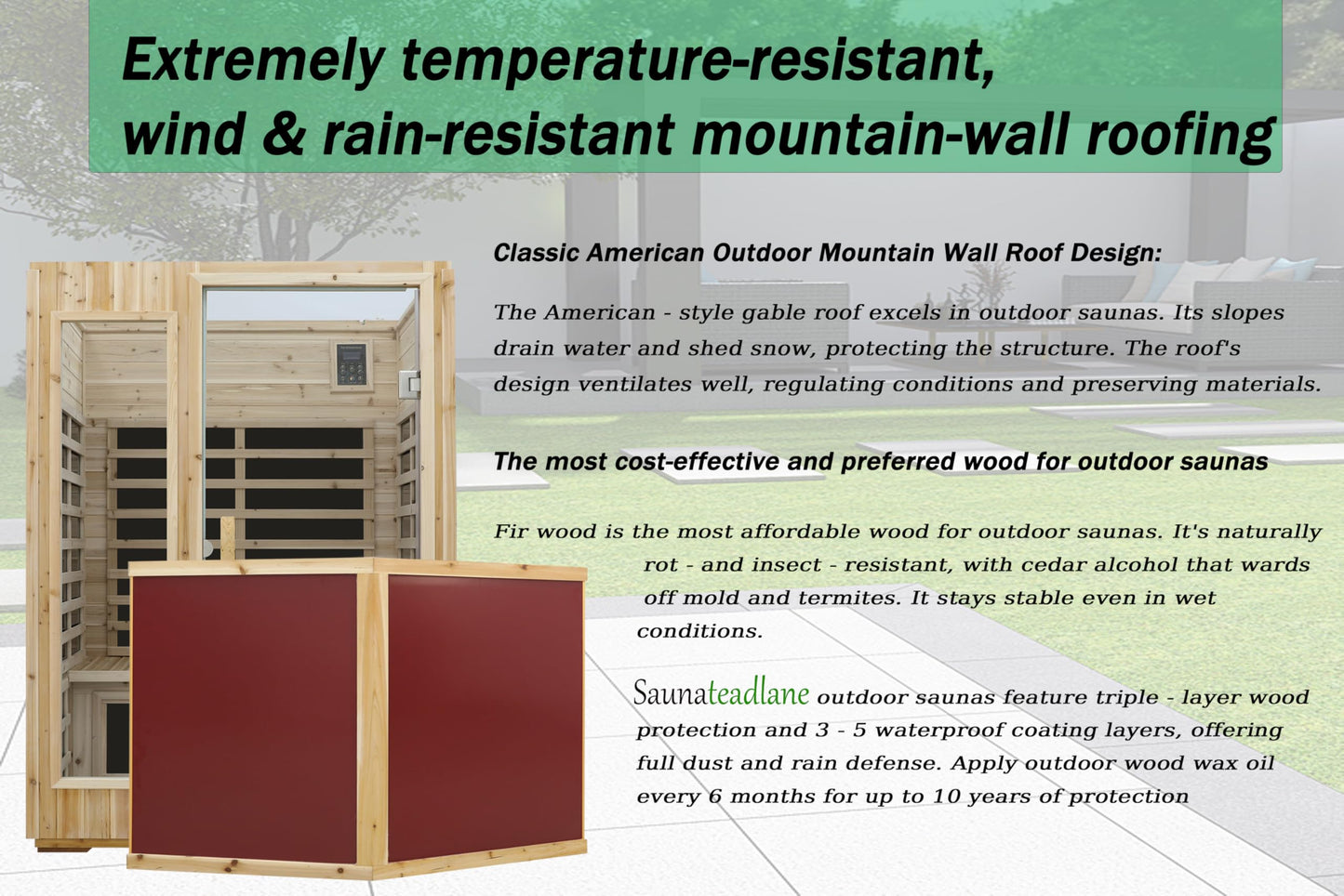LTCCDSS Low EMF Outdoor Sauna 2 Person, Far Infrared Sauna Room for Home, Soft Fir Wood, Chromotherapys | Bluetooth Speakers | 47.2 * 81.1 * 37.0 in