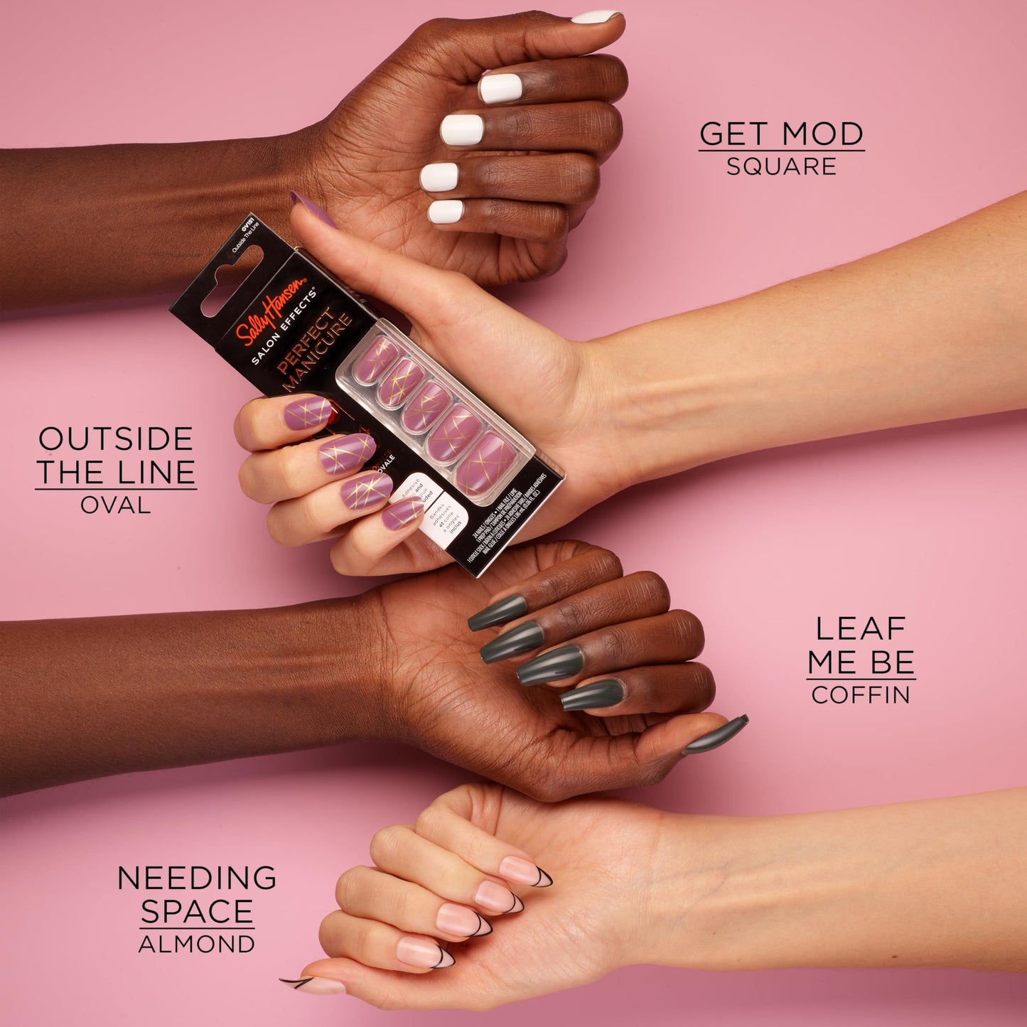 Sally Hansen Salon Effects Perfect Manicure Press-On Nails | Easy to Apply, Non-Damaging | 24 Nails, Adhesive Tabs, File & Alcohol Pad Included | Covered in Candy (Pack of 2)