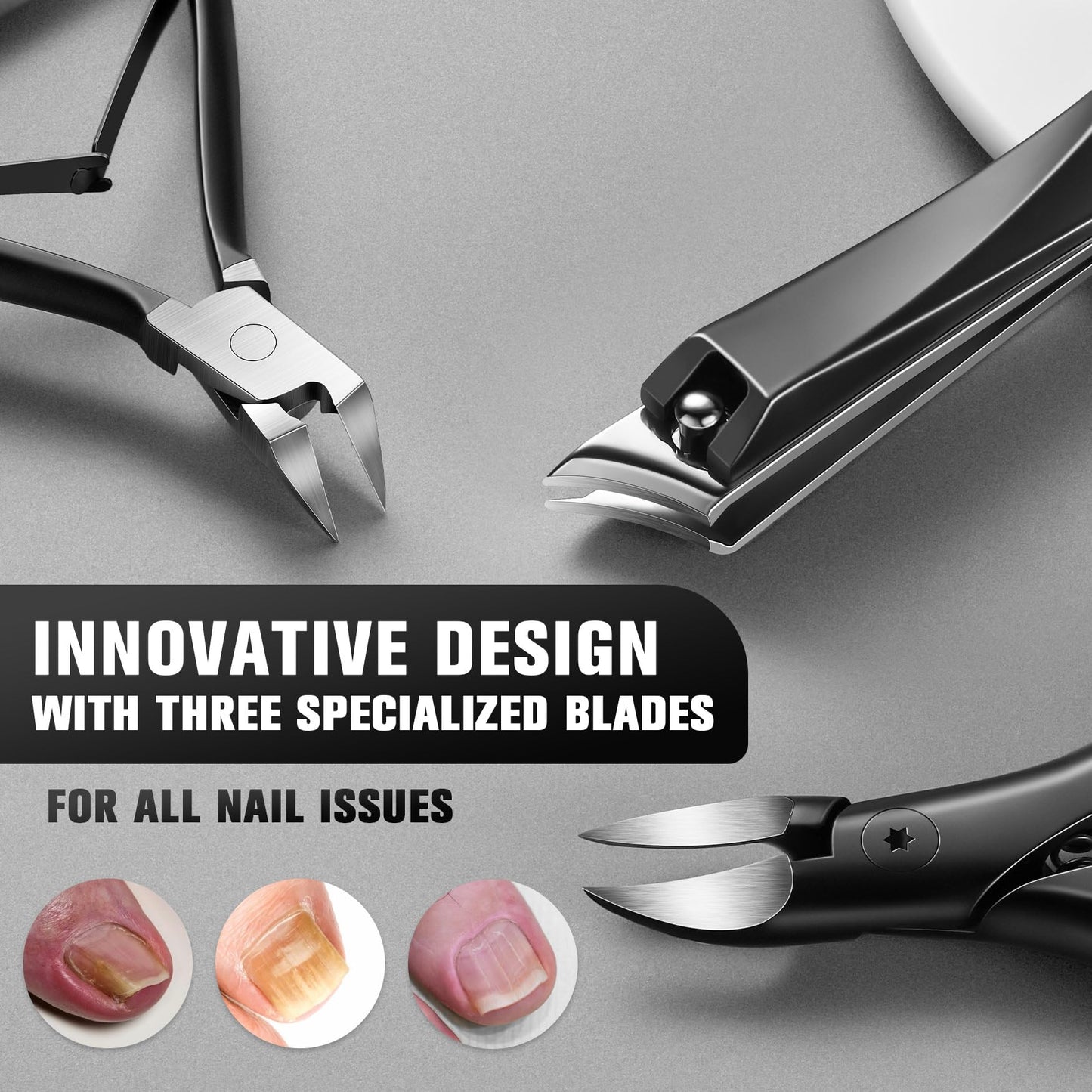 FERYES Ultimate Toenail Clippers for Seniors Thick Toenails, Premium Stainless Steel Nail Clippers for Nails 5Pcs– Ideal for Men, Women