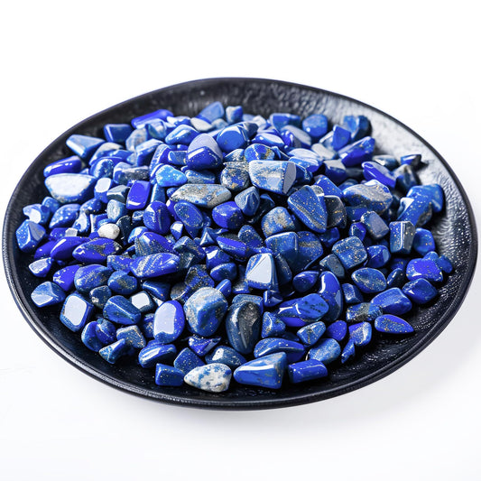 SigMntun Polished Lapis Lazuli Crystal Chips 200 Pcs - 0.3" 10 oz Small Tumbled Stone Chips Crushed Sea Glass Stones Healing Reiki Crystal Home Decoration Indoor Fountain