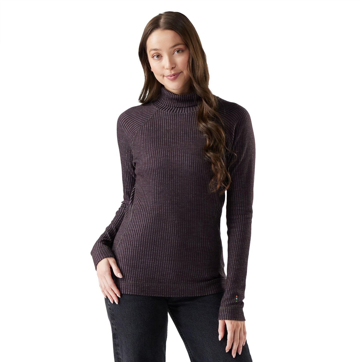 SmartWool Womens Thermal Merino Rib Turtleneck, Mink-Chalk Violet Heather, Small