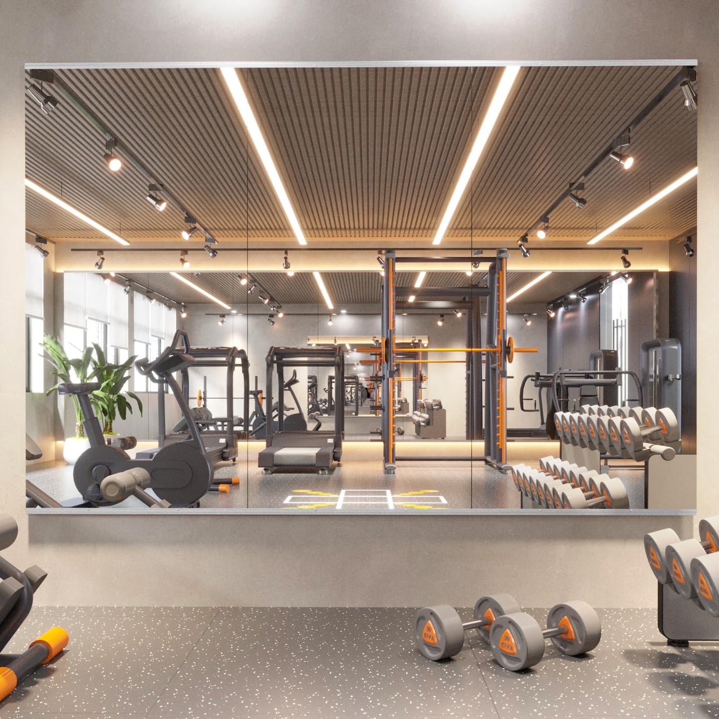 pertetey Home Gym Mirror, 48X30 Inch(Each)-3Pack Wall Mounted Large Frameless Tempered Glass Mirror, Idea for Gym, Yoga, Bedroom, Dance Studio, Living Room