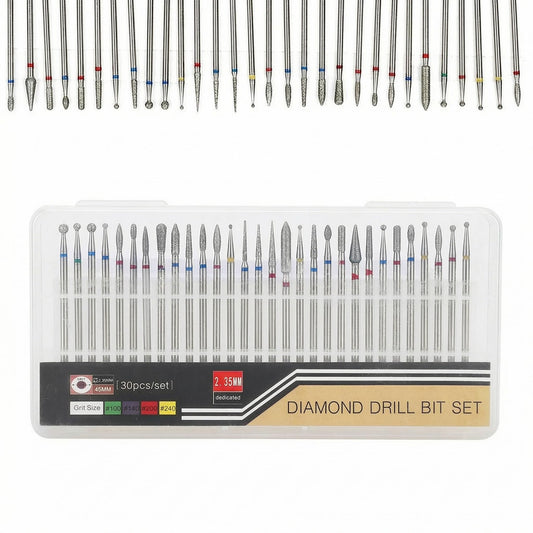 Russian Manicure Drill Bits, 30Pcs/Set Grinding Head Burr Set, Drill Bits Manicure Pedicure Tools Polishing Buffing for Polishing Buffing Bits[A]