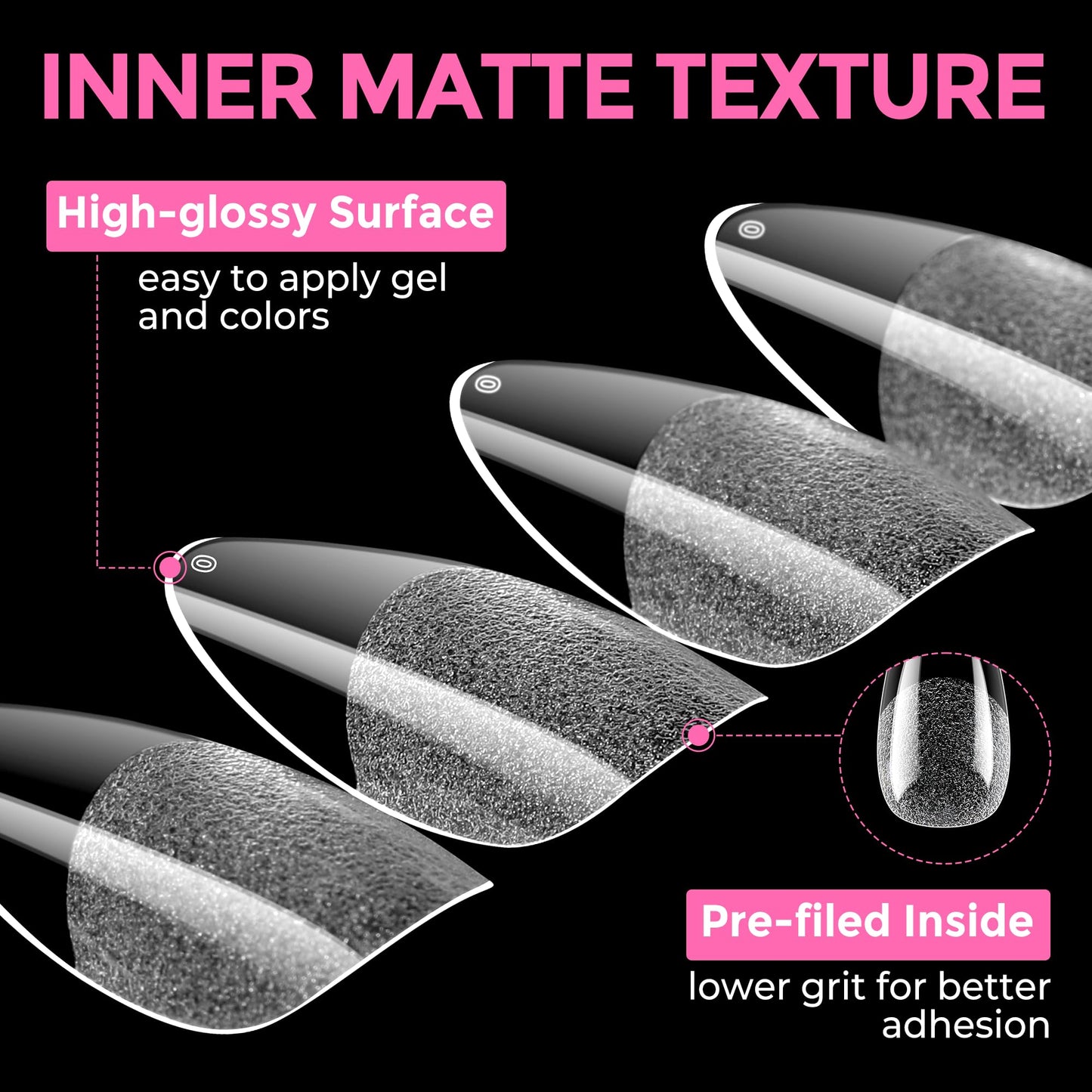 UNA GELLA Almond Nail Tips 216pcs Medium Almond Press on Nails Pre-shape Gel Fake Nails for Full Cover Acrylic French False Nails For Nail Extension, DIY Salon 12 Sizes Gelly Tips