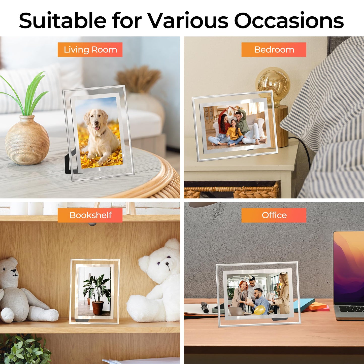 ECBEITF 4x6 Picture Frames Set of 2, Desktop Clear Glass Photo Frame Horizontal or Vertical Display for Landscape, Portrait, Wedding, Pet Photos