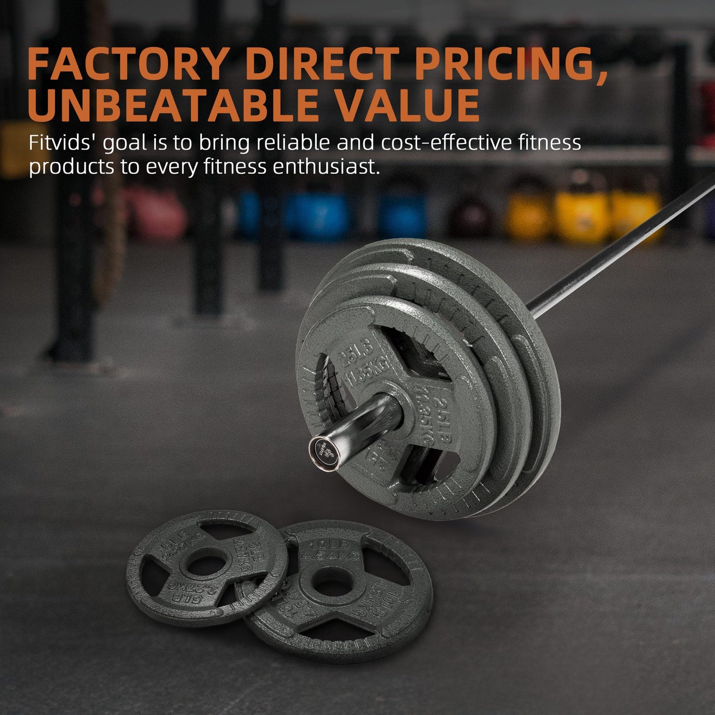 Fitvids 2 Inch Olympic Weight Plates, 4x 5 LB Plates for Home Gym Strength Training, Triple-handle Design
