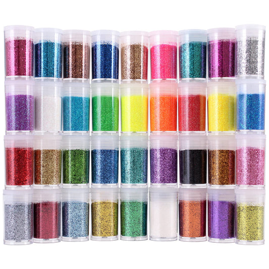 36 Colors Set, Fine Glitter for Resin, Arts and Craft Supplies Glitter, Cosmetic for Body Nail Face Hair Eyeshadow Lip Gloss Makeup, Festival Decoration