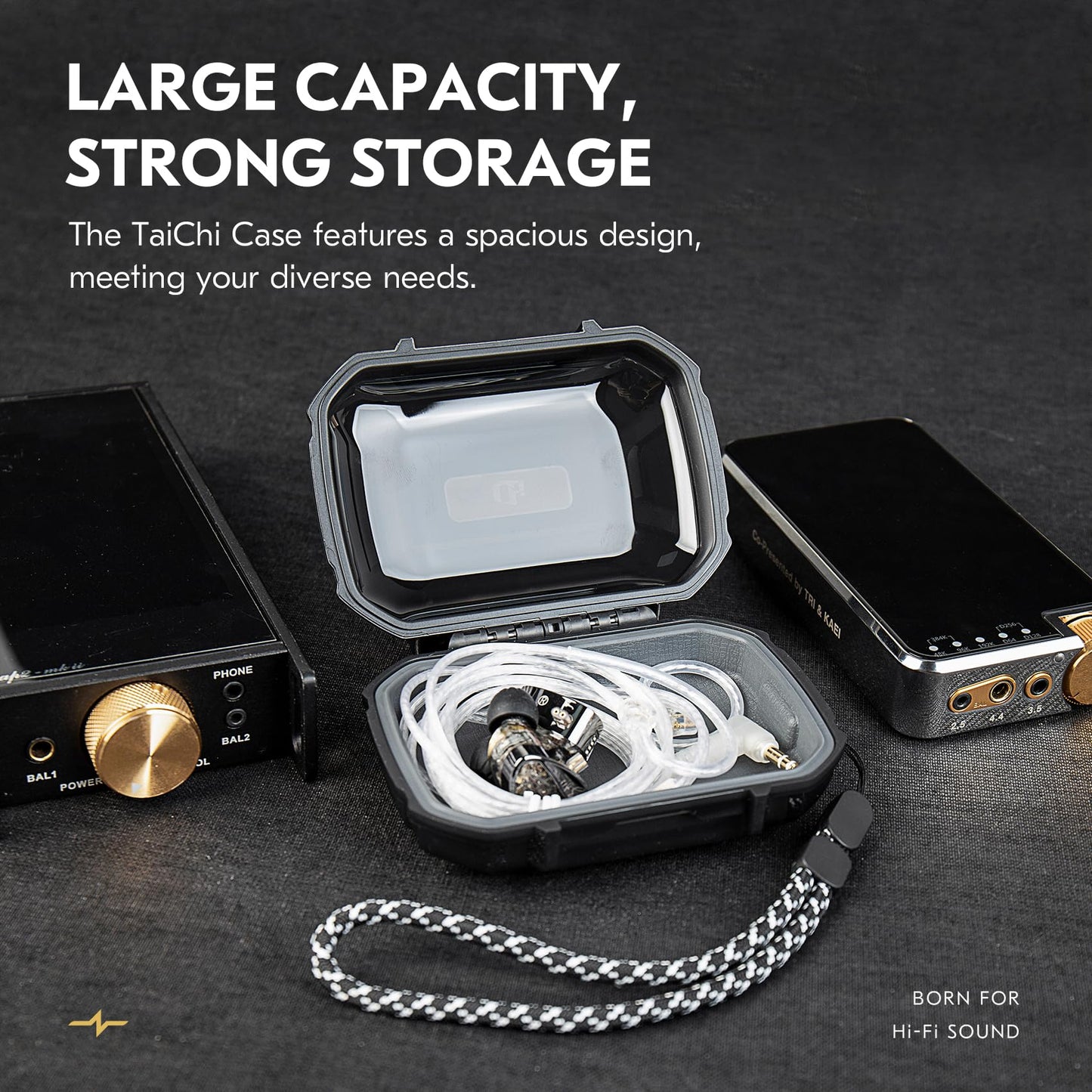CCZ Taichi Portable IEM Case, Water-Resistant Earbuds Storage Hard Box, Travel Carrying Case for Headphones Compatible with Moondrop CHU II,KZ ZS10 PRO (Black)