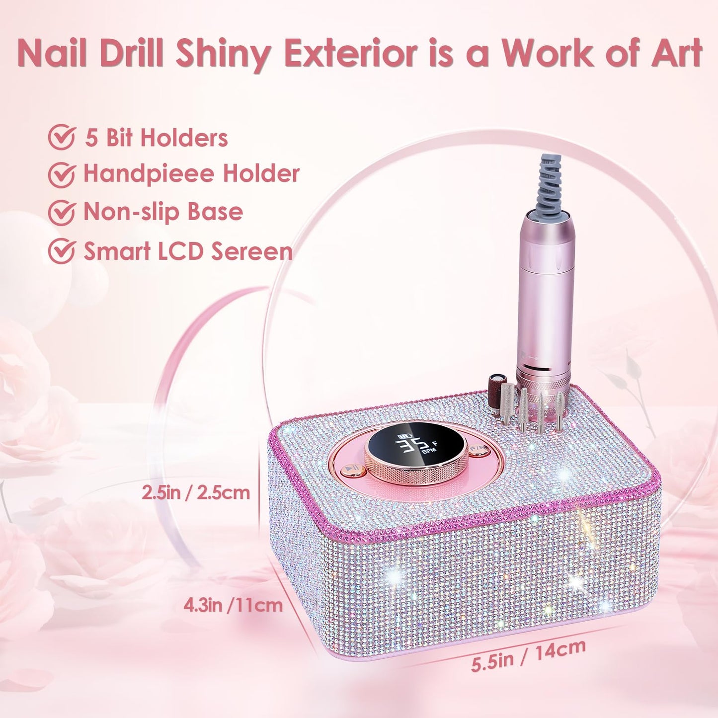 ANBEISTEE Electric Nail Drill 35000 RPM, Professional Rechargeable Nail File Kit, Nail Drill Machine, Acrylic Nail Kit for Any Manicure, Pedicure, Ideal Nail Art Tools, Designed for Salon, Home