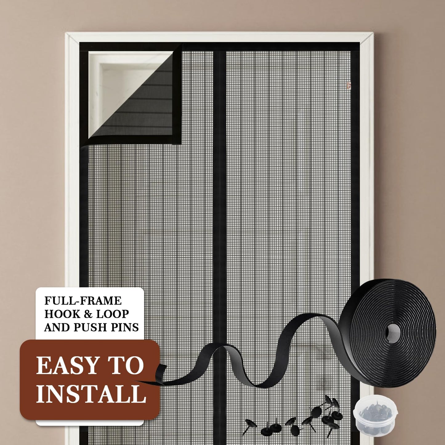 Yotache Magnetic Screen Door Fits 60x80 Inch Doors, Screen Size 62"x81", Reinforced Screen Mesh with Full Strip Magnets for Front/Back Patio Single Sliding Door