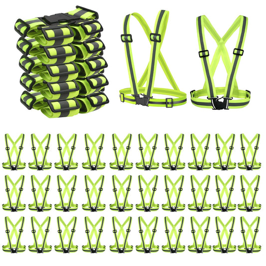 DJZZ 30 Pcs Reflective Vest High Visibility Safety Vests Visibility Reflector Straps for Running Walking Construction