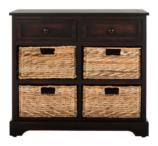 SAFAVIEH Furniture - Herman 2-Drawer Storage Unit - Brown - Solid Wood - Classic Storage Design - Ideal for Living Room, Entryway, Home Office, 29" W x 13" D x 27.5" H - Fully Assembled (AMH5702F)