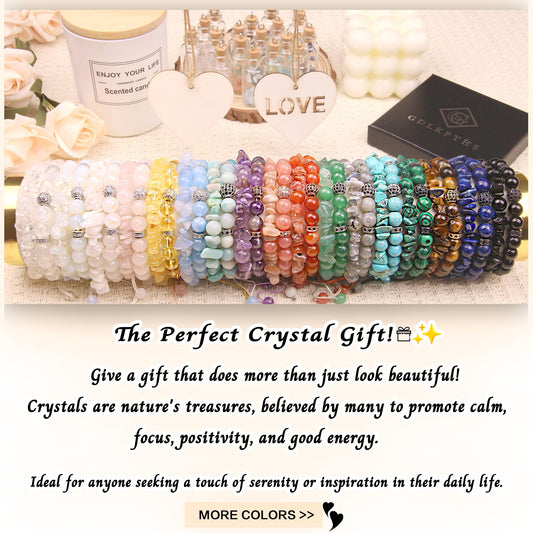 GDLKPYHS 2Pcs Rose Quartz Bracelet for Women - Crystals and Healing Stones Bead Bracelets Handmade Natural Gemstone Jewelry Unique Gifts for Women