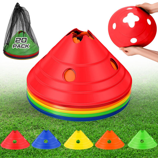 ShinyRelief Jumbo Disc Cones Jumbo Soccer Cones with Mesh Bag Giant Large Agility for Soccer Training Adult Sports(Multicolor,20 Pieces)