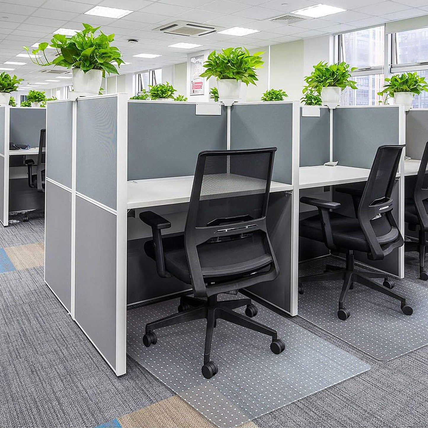 Kuyal Office Chair Mat for Carpets,Transparent Thick and Sturdy Highly Premium Quality Floor Mats for Low and No Pile Carpeted Floors, with Studs (44" X 58" Rectangle)