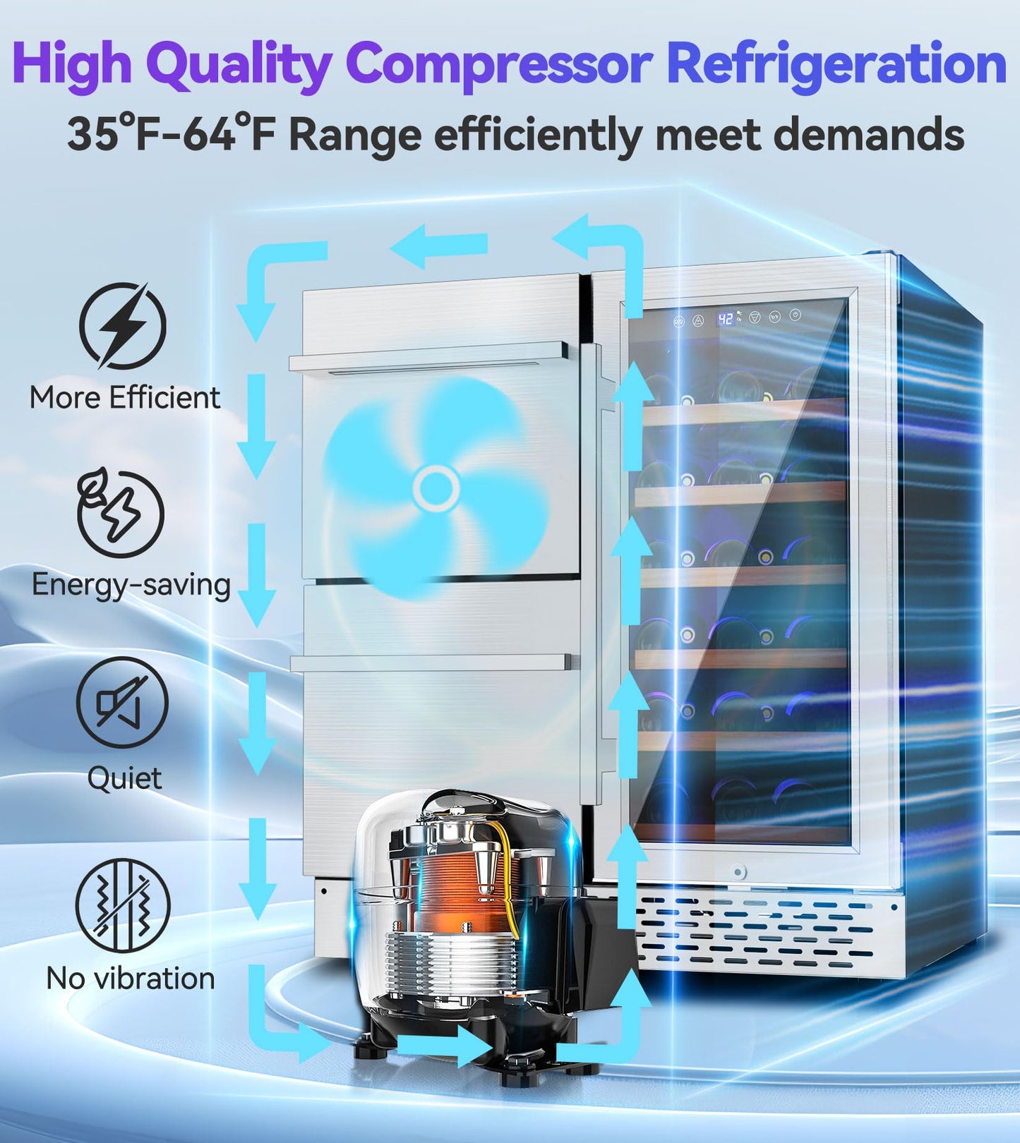 RLPI 30'' Outdoor Wine and Beverage Refrigerator 80 Cooler, 2 Drawer Dual Zone Wine Fridge with Intelligent Control Advanced Compressor Under Counter Freestanding for Patio Bar Cabinet