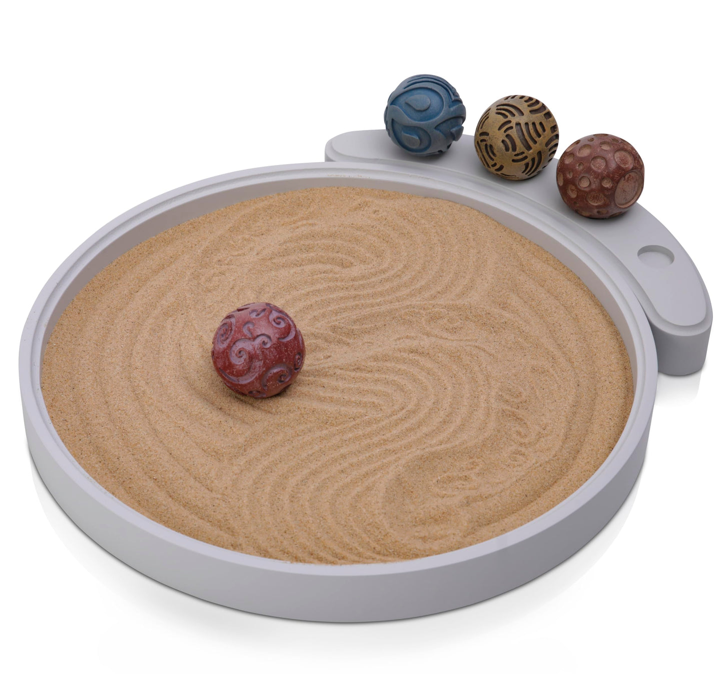 ENSO Japanese Zen Garden Kit for Desk - Inori Premium Sand Garden Gift Set for Meditation Therapy - Mini Zen Décor Office Desktop Accessories - Solid Wood Tray, 4 Hand Crafted Spheres & Custom Holder