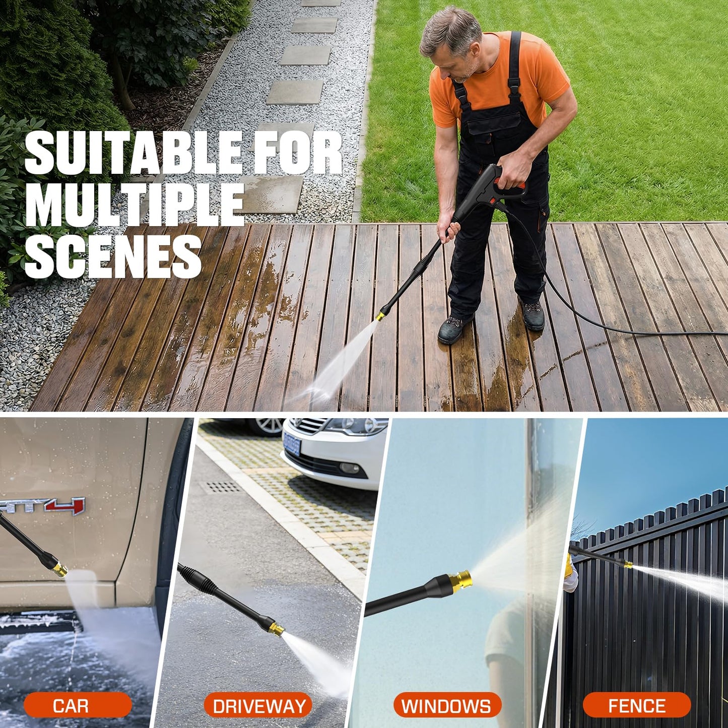 SENIX 1100 PSI Electric Pressure Washer with Foam Cannon - Compact Power Washer for Cars, Driveways, Patios & Outdoor Cleaning - Includes 15° Nozzle, Turbo Nozzle, Spray Gun, 20 ft Hose & 35 ft Cord