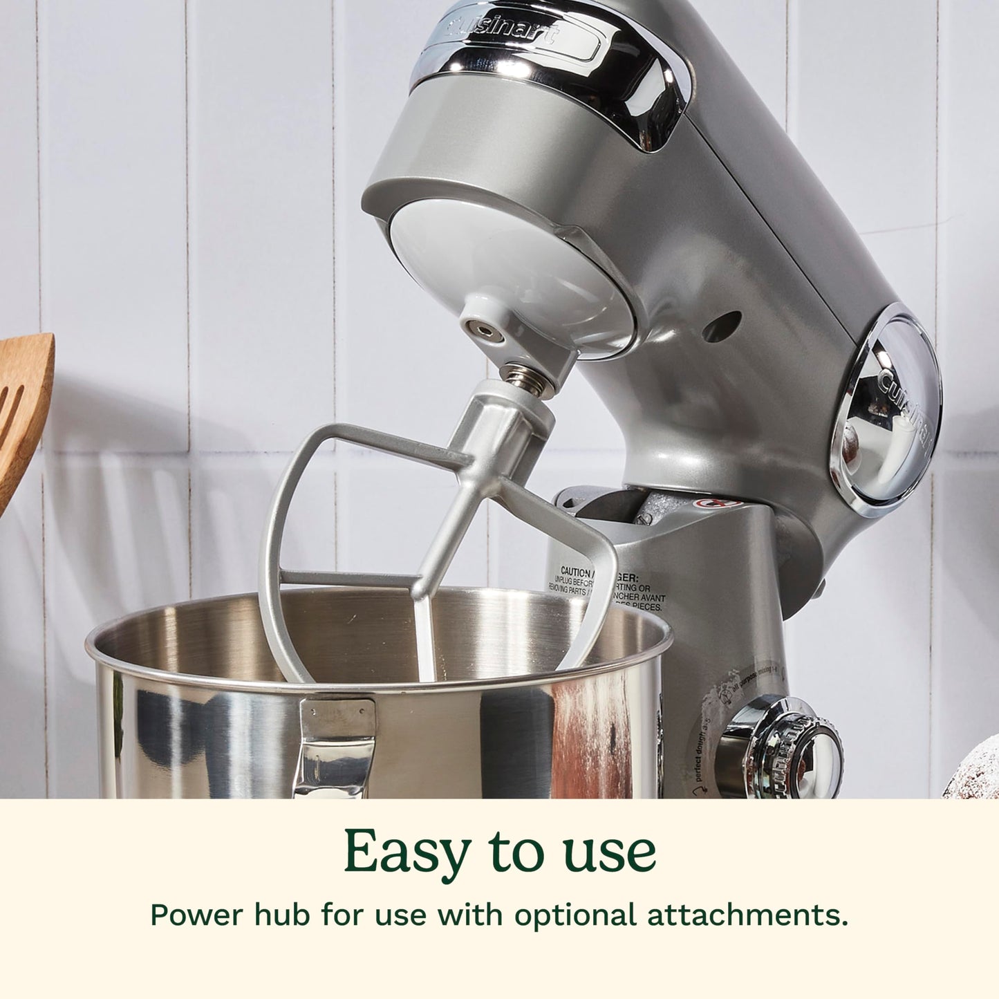 Cuisinart Stand Mixer, 12 Speeds, 5.5-Quart Mixing Bowl, Chef's Whisk, Flat Mixing Paddle, Dough Hook, and Splash Guard with Pour Spout, Silver Lining, SM-50BC, Silver Lining