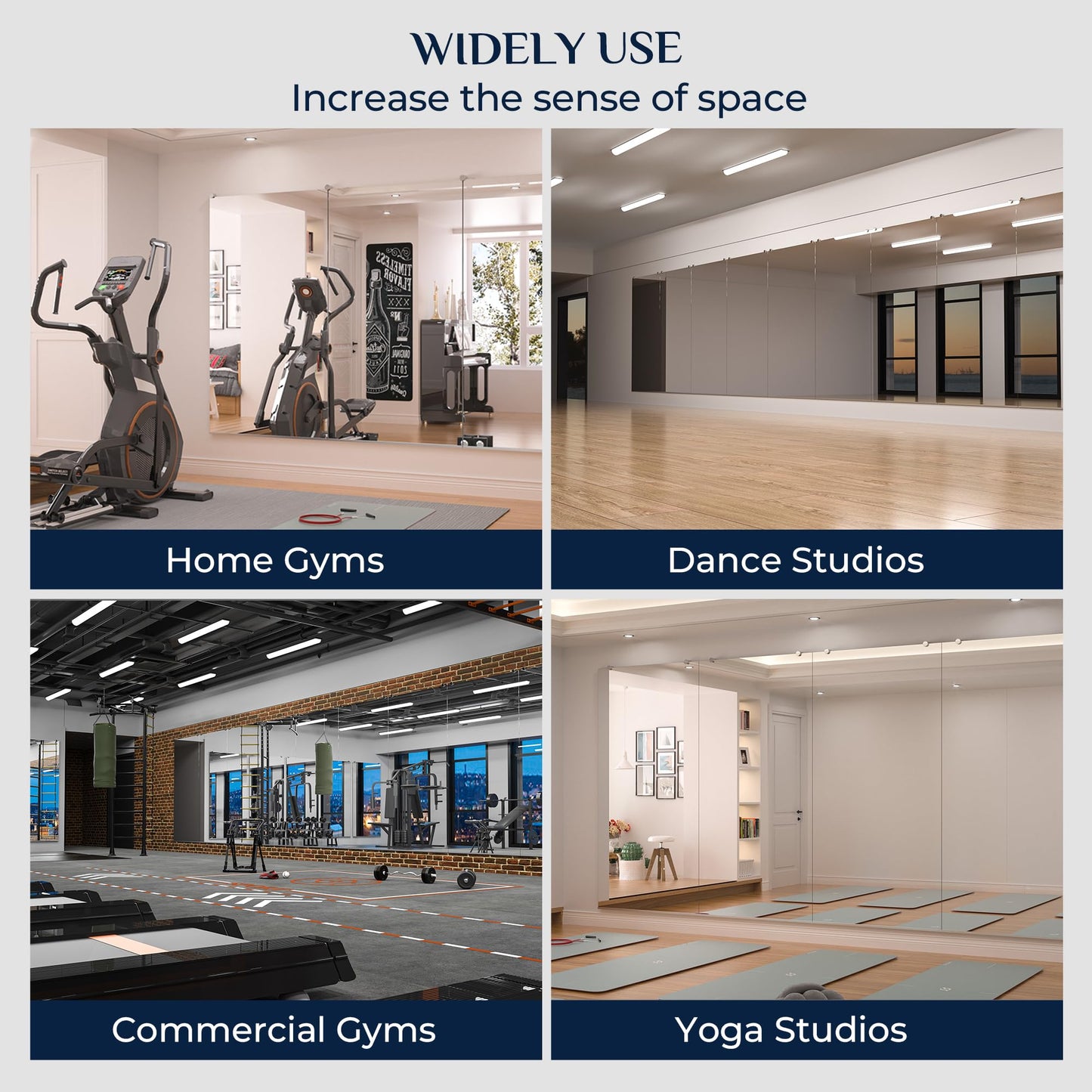 Keonjinn Home Gym Mirror 72" x 36" Large Wall Mounted Rectangular Full Length Mirror for Fitness, Dance Studio, Garage, Home Gym Decor, Oversized Activity, 1 PC