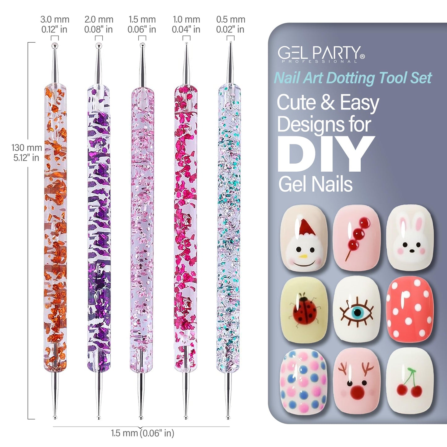 GELPARTY 32-Piece Nail Art Brush Set Professional Brushes for Acrylic, Gel, UV, Ombre, Dotting & 3D Designs | Drawing Pen For Gel Complete Kit for Salon & DIY Use